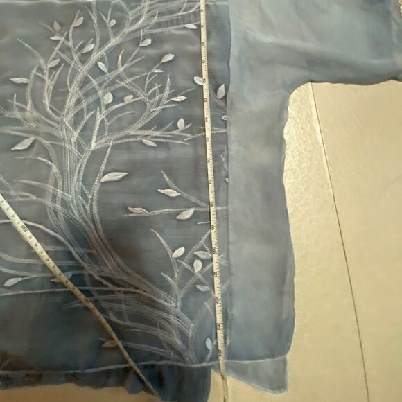 Simply Couture Double Layer Embroidery Top Blouse light blue Sz M - Picture 7 of 12